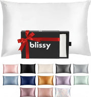 Blissy funda de almohada frontal mostrando blanco y acabado suave