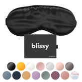 BLISSY antifaz de seda de frente mostrando diseño contorneado y bloqueo de luz