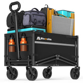 Blomoba front view of wagon showing spacious cargo and stability