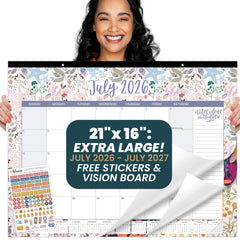 bloom calendario frontal empaquetado muestra tamaño y diseño útil