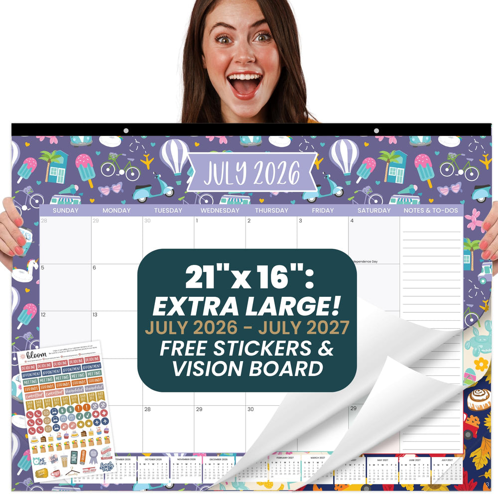 bloom daily planners portada frontal del calendario grande para 2026-2027 mostrando meses