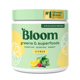 Bloom Nutrition front packaging showing citrus label and servings benefit