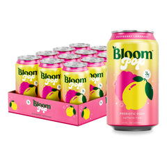 Bloom Nutrition lata frontal con sabor frambuesa limón y presentación clara