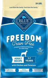 Blue Buffalo front bag view showing product benefits and chicken-first recipe