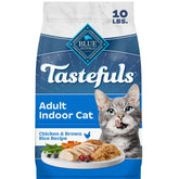 Blue Buffalo front packaging showing 10 lb bag and product branding benefit clarity