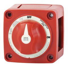 Blue Sea Systems vista frontal del interruptor mostrando perilla y carcasa segura