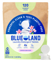 BLUELAND front packaging showing plastic-free box and 120-count benefit