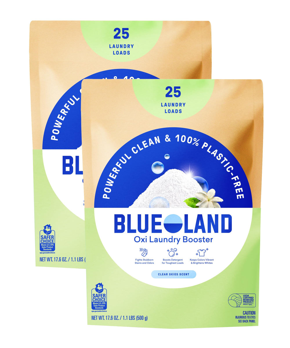 BLUELAND paquete frontal del refill muestra cantidad y aroma Clear Skies