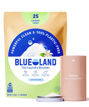 BLUELAND paquete frontal del polvo potenciador mostrando tamaño y marca