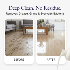 Blyss Heartbreaker being used on vinyl plank floor demonstrating streak-free clean result
