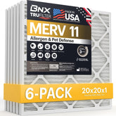 BNX TruFilter front packaging showing 6-pack and MERV 11 benefit