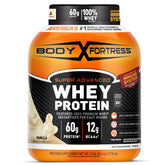 Body Fortress vanilla front packaging showing tub and branding for quick identification and convenience