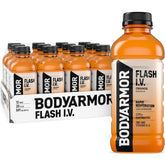 BODYARMOR Flash I.V. naranja frente, bote visible para hidratación rápida