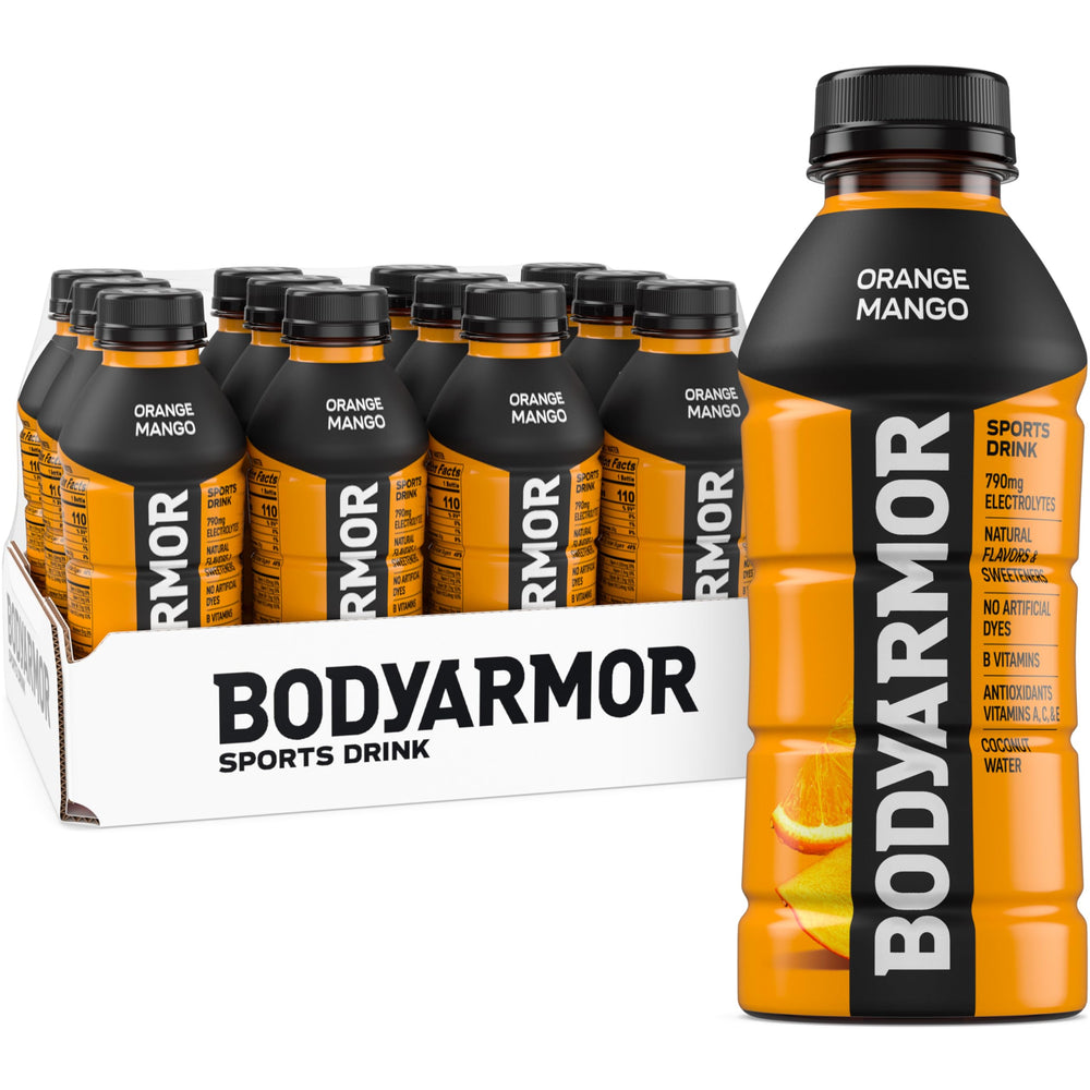 BODYARMOR frente del empaque mostrando botella y etiqueta clara