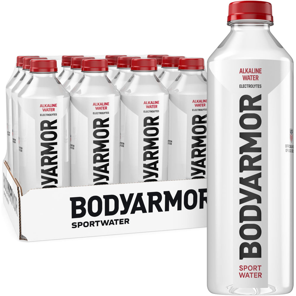 BODYARMOR SportWater front packaging showing clear 1L bottle and label benefit