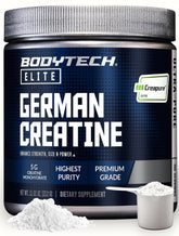 BodyTech envase frontal de Creatine Creapure mostrando etiqueta clara y beneficios
