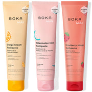 Boka front packaging showing tube and kid-friendly design benefits routine use