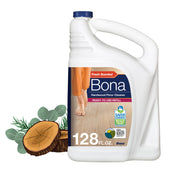 Bona botella frontal recarga 128 fl oz mostrando diseño práctico y capacidad