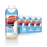 BOOST vista frontal del envase mostrando sabor vainilla y beneficios