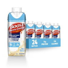 BOOST vista frontal del envase mostrando sabor vainilla y beneficios