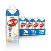 BOOST envase frontal Very Vanilla mostrando olor y conveniencia
