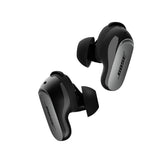 Bose QuietComfort Ultra front view showing sleek earbuds and premium finish for comfort