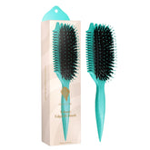 Bounce Curl brush front view showing teal body and ergonomic shape for easy styling