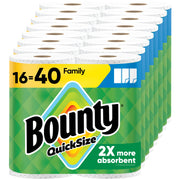Bounty paquete frontal 16 Family Rolls mostrando ahorro y stock
