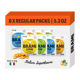 BRAMI front packaging variety pack showing flavors and convenience