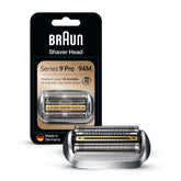 Braun 94M front view showing silver foil head and precise fit benefit