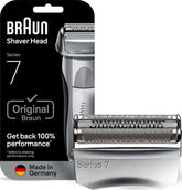 Braun front view of 70S cassette showing silver head and improved shave