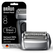 Braun Series 8 83M frontal mostrando diseño plateado y ajuste preciso