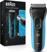 Braun Series 3 front view showing razor head and ergonomic handle for comfortable grip