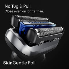 Braun Series 7 SkinGentle foil close-up showing smooth surface for less tug