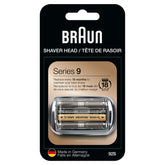 Braun cabezal Series 9 frontal mostrando la lámina, mejora el afeitado al restaurar rendimiento