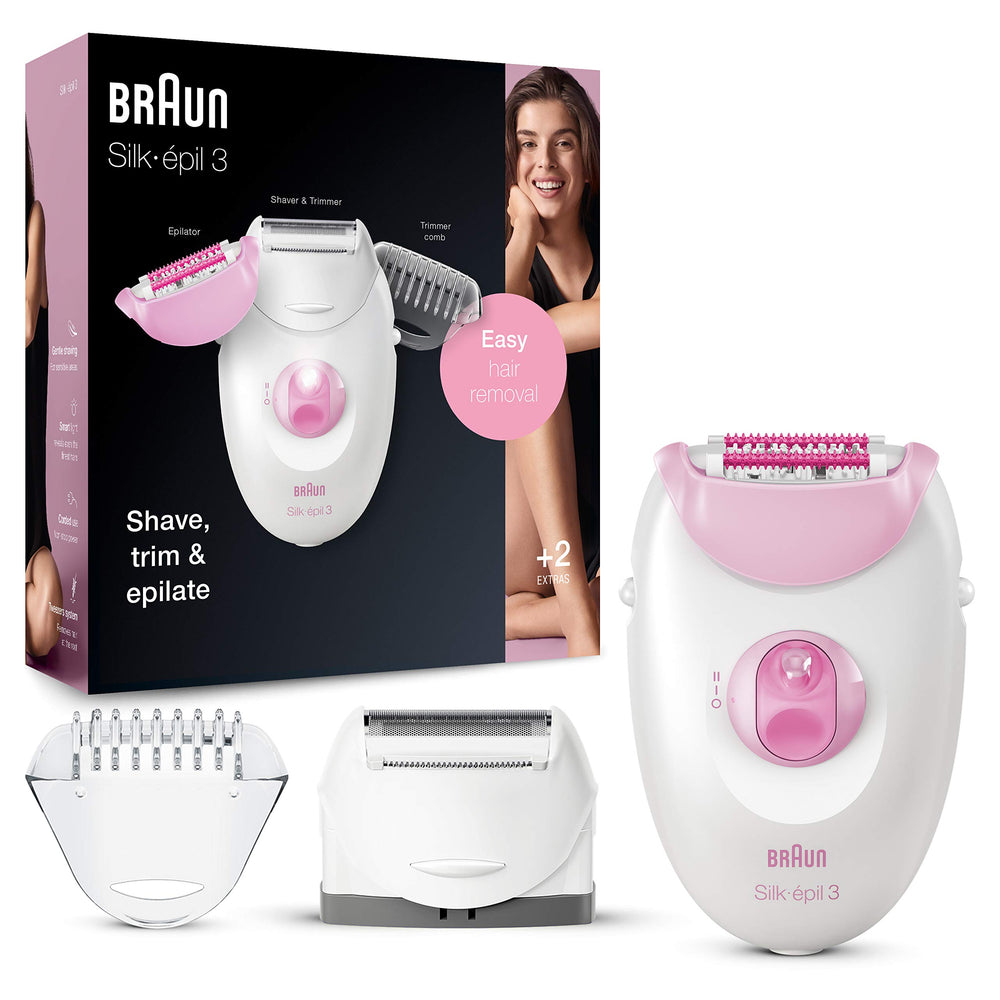 Braun Silk-épil 3 frontal mostrando diseño ergonómico y agarre cómodo para uso prolongado