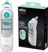 Braun ThermoScan 5 embalaje frontal mostrando el termómetro listo para usar