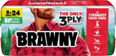 Brawny frente del paquete mostrando 8 triple rolls y ahorro