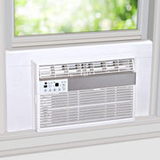 Breeze Stop front view installed around a window AC showing a neat sealed finish