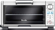 Breville front view showing compact stainless steel design and easy-access door for space saving