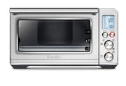 Breville front view showing brushed stainless steel and compact footprint benefit: durable countertop style