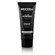 Brickell Men's Products front bottle view showing clean unscented SPF20 moisturizer and branding benefit: travel-ready protection