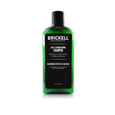 Brickell Men's Products botella frontal mostrando etiqueta y beneficio de limpieza suave
