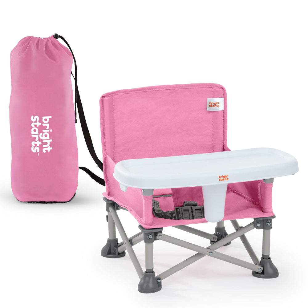 Bright Starts vista frontal del asiento plegado para transporte cómodo
