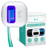 Bril front-mounted view white showing organized toothbrush storage and tidy countertop