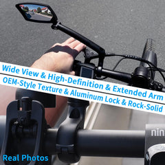 BriskMore mirror folded against handlebar for compact protection benefit