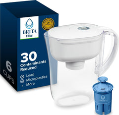 BRITA jarra Metro frontal blanca mostrando perfil compacto y ahorro de espacio