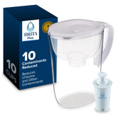 BRITA pitcher front view showing clear body and easy pouring benefit