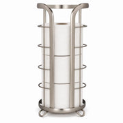 BROOKSTONE vista frontal del soporte en níquel con capacidad para 3 rollos y estética moderna