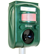 Broox front view showing solar panel and motion sensor, clear protection visual